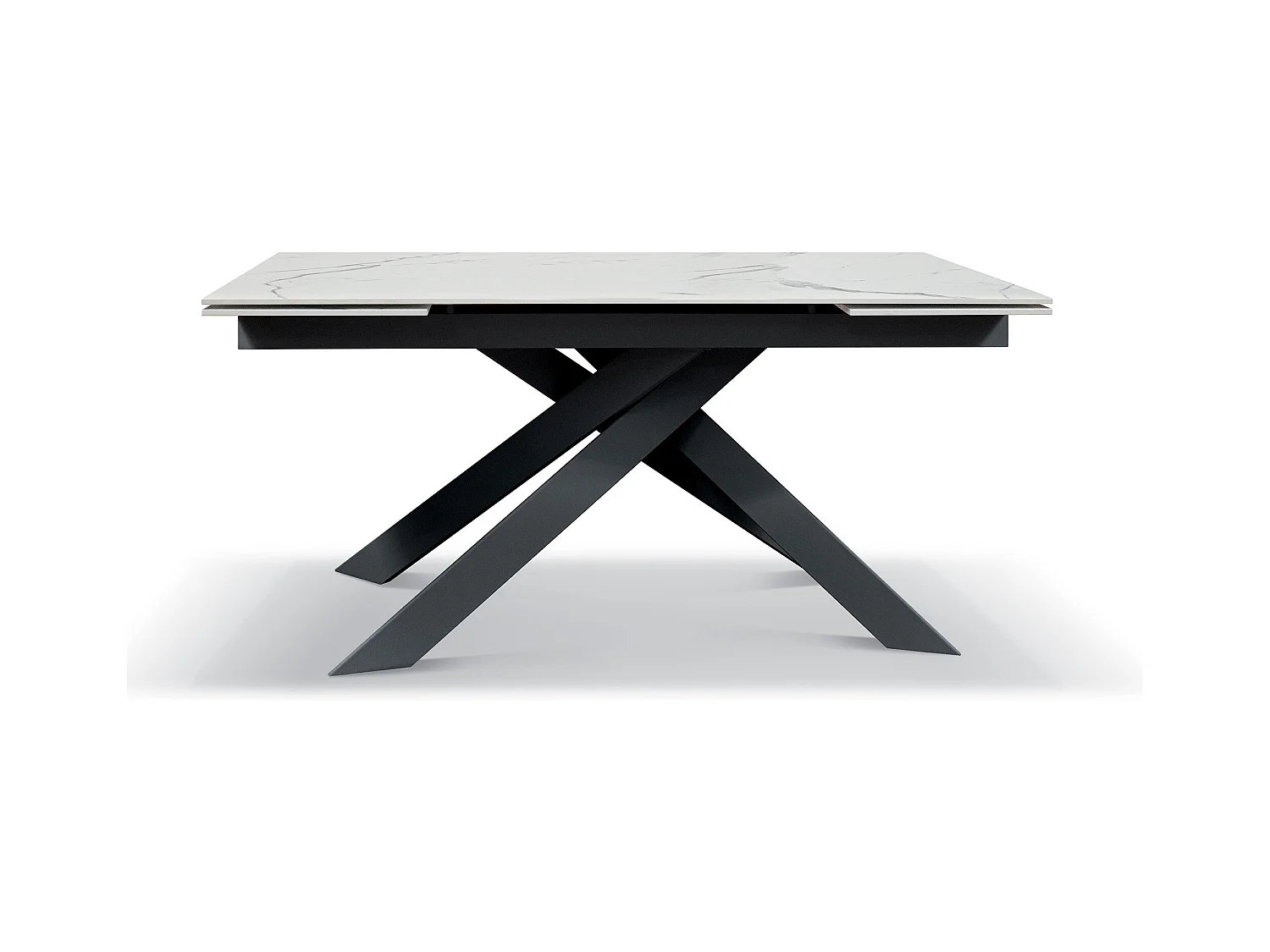 Table en vitrocéramique effet marbre, base anthracite, extensible 160x90 - BEVERLY HILLS