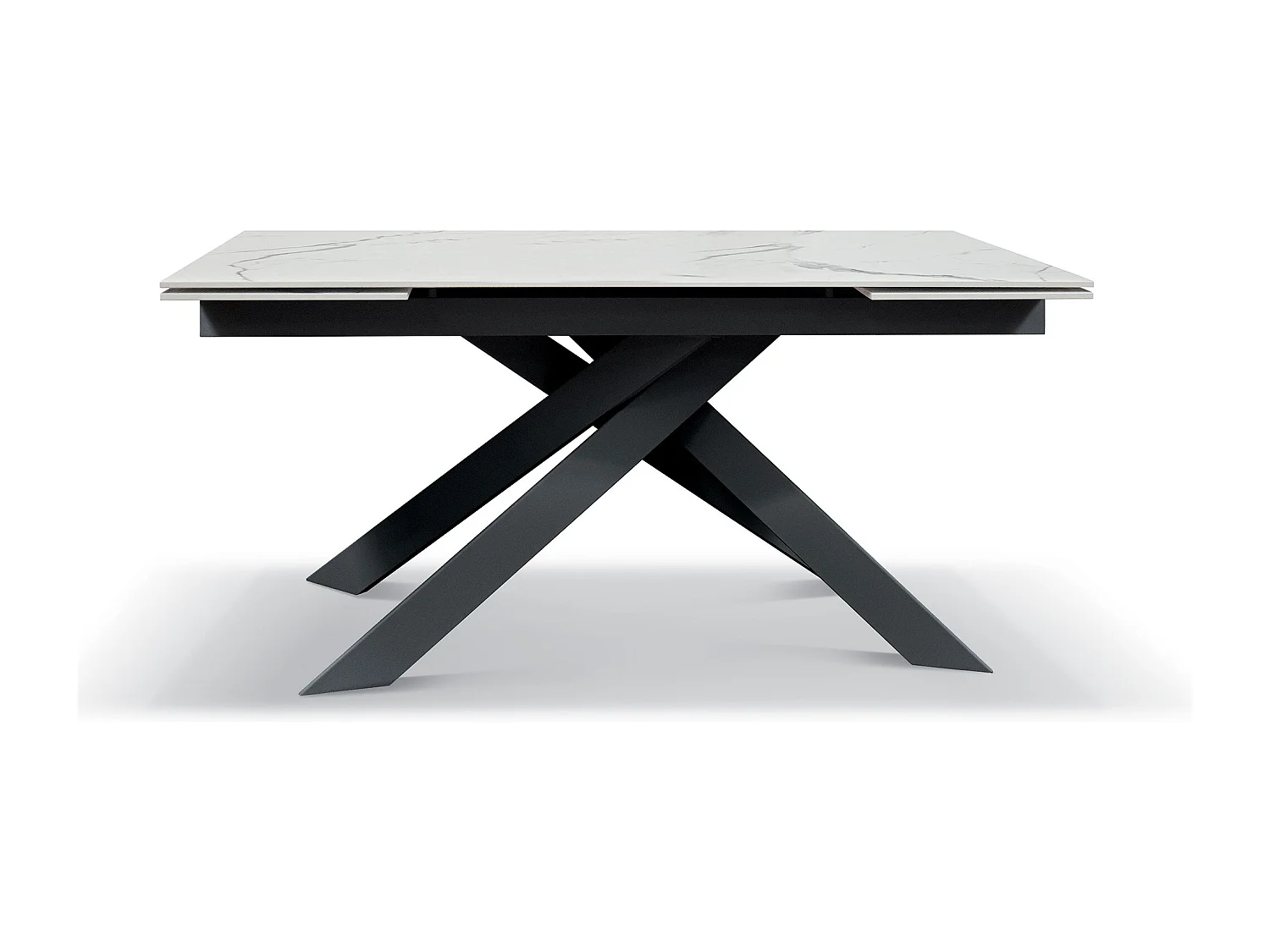 Table en vitrocéramique effet marbre, base anthracite, extensible 160x90 - BEVERLY HILLS