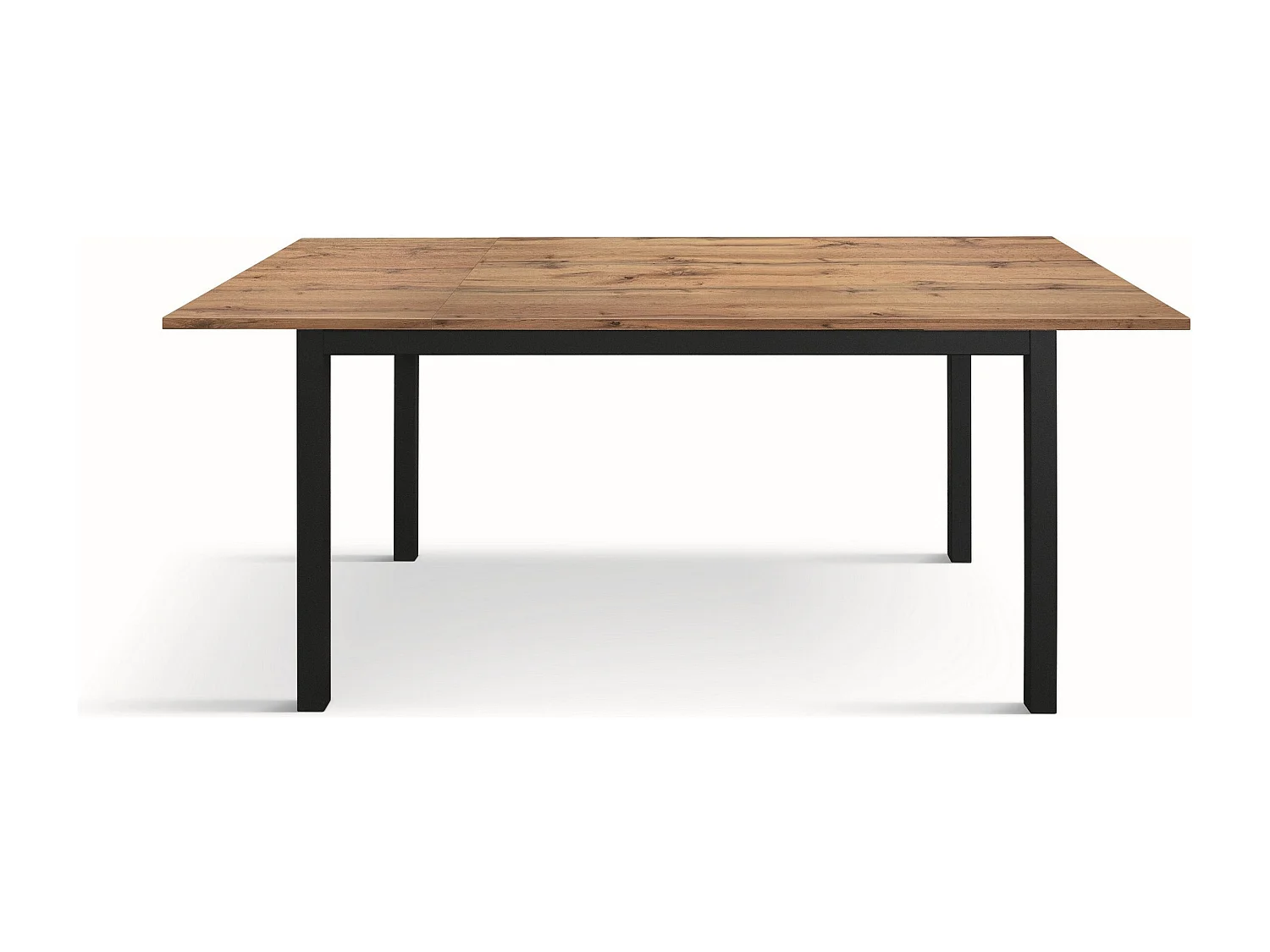 Holztisch, Eiche-Effekt, anthrazitfarbener Fuß, 140x80-190x80cm lang - TROPEA