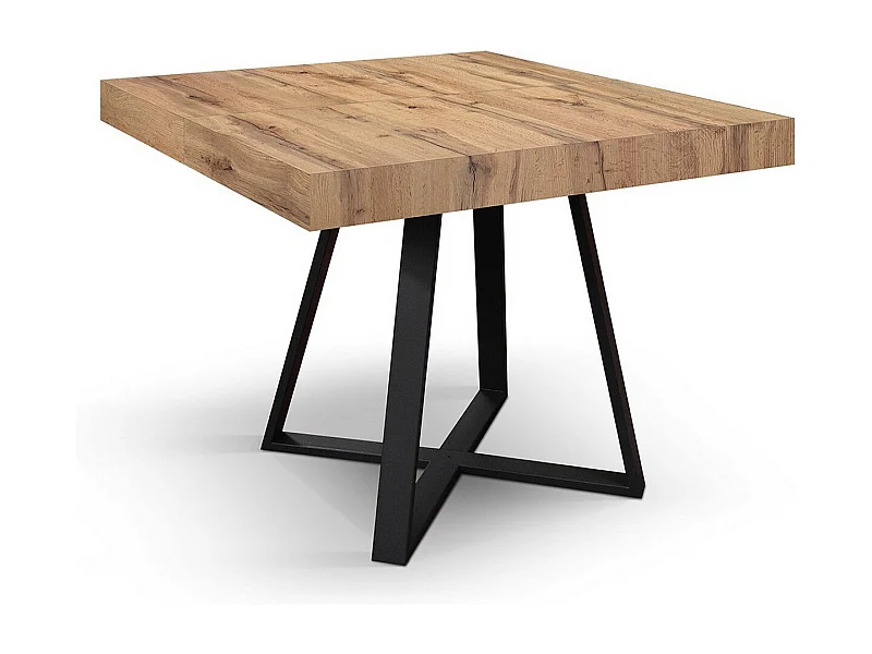 Houten tafel, eiken effect, antraciet onderstel, lengte 95x90-145x90cm - FORTE DEI MARMI