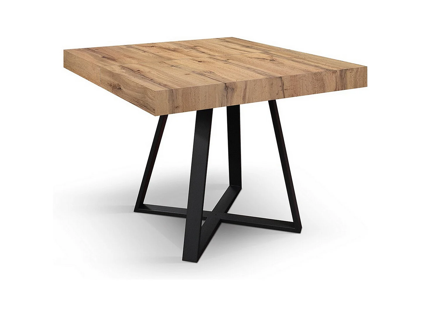 Holztisch, Eiche-Effekt, anthrazitfarbenes Gestell, Länge 95x90-145x90cm - FORTE DEI MARMI