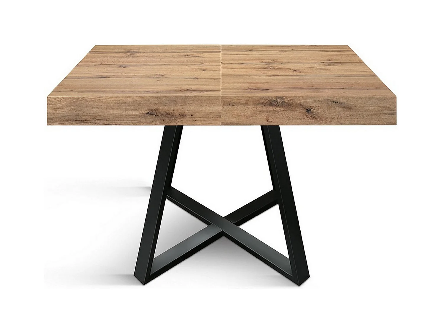 Holztisch, Eiche-Effekt, anthrazitfarbenes Gestell, Länge 95x90-145x90cm - FORTE DEI MARMI