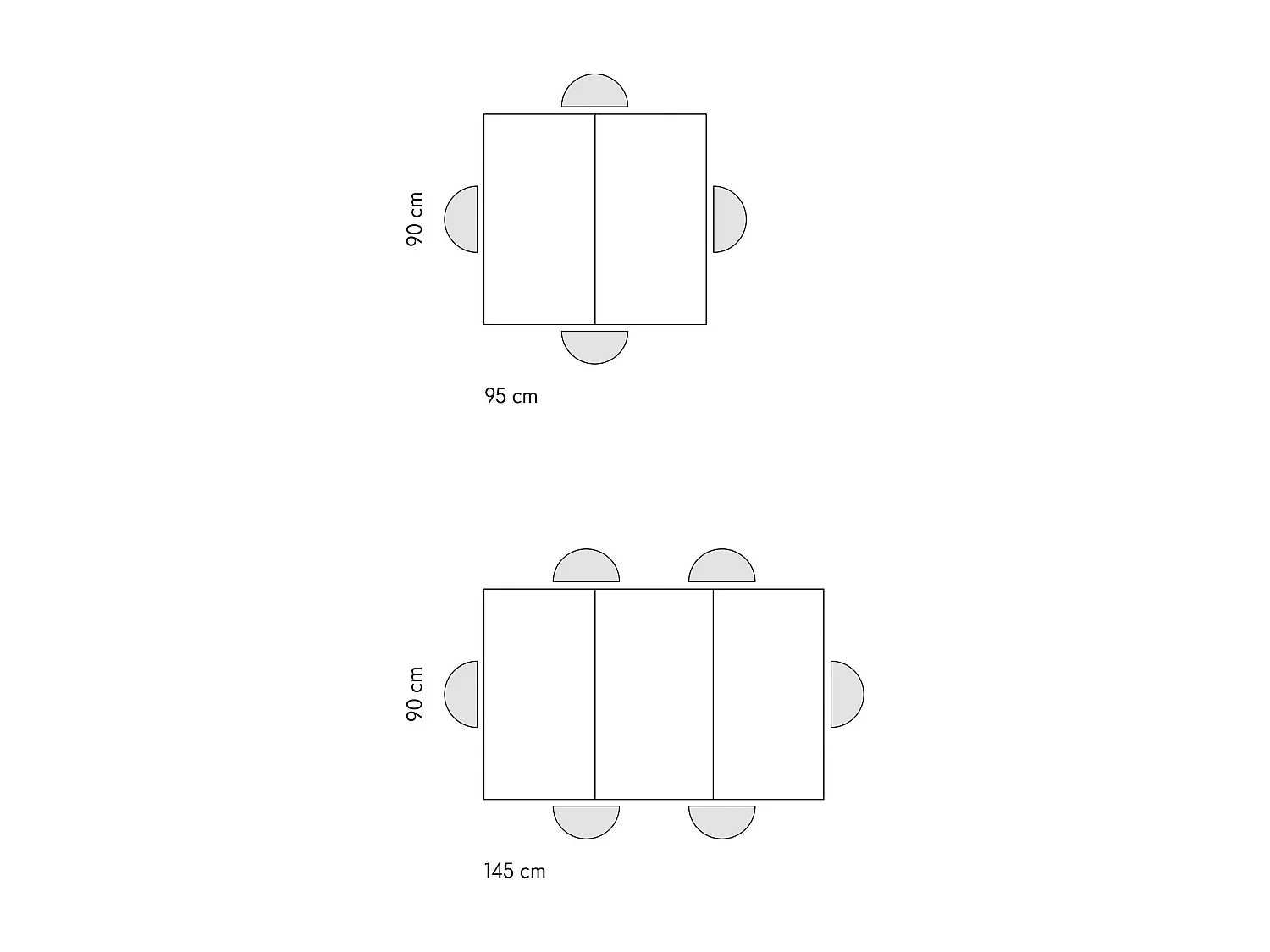 Mesa de madera,efecto roble,base antracita,largo 95x90-145x90cm - FORTE DEI MARMI