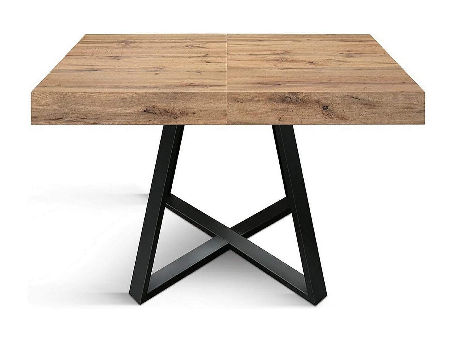 Table en bois, effet chêne, base anthracite, longueur 95x90-145x90cm - FORTE DEI MARMI