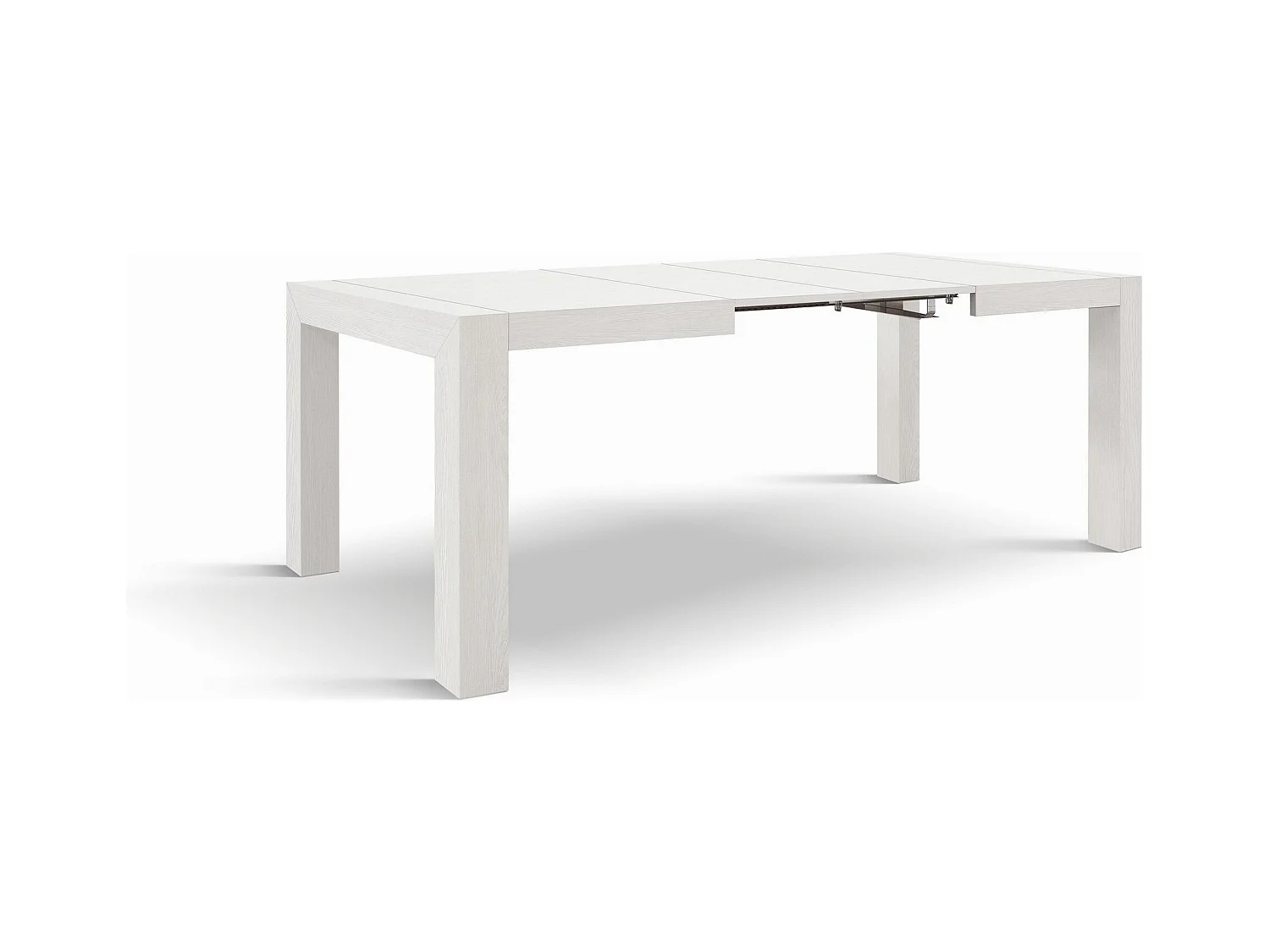 Table en bois, finition frêne blanc, 140x90-220x90cm de longueur - MARZAMEMI