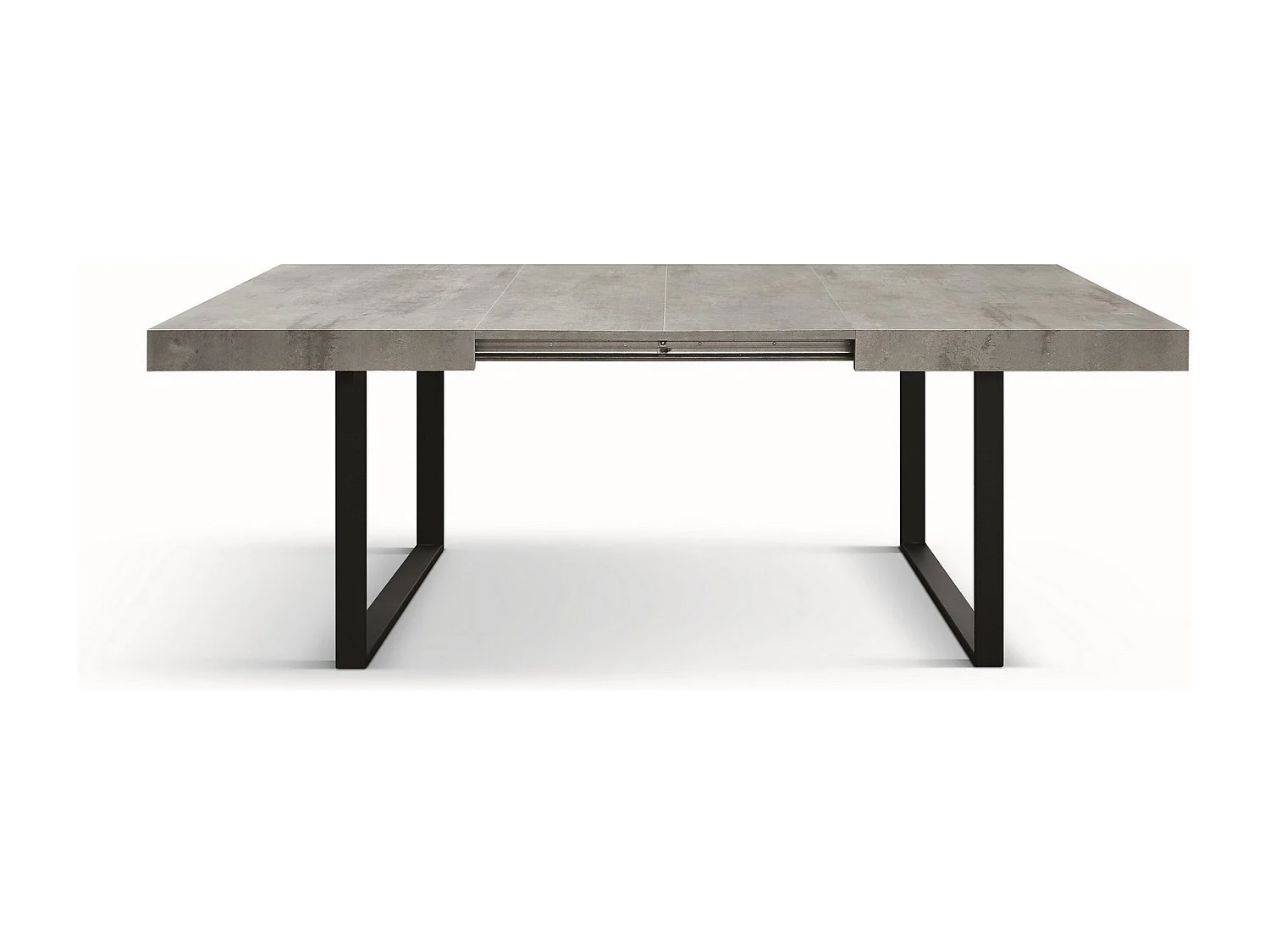Table en bois,gris béton,base anthracite,longueur 140×90-220×90cm - CINQUALE