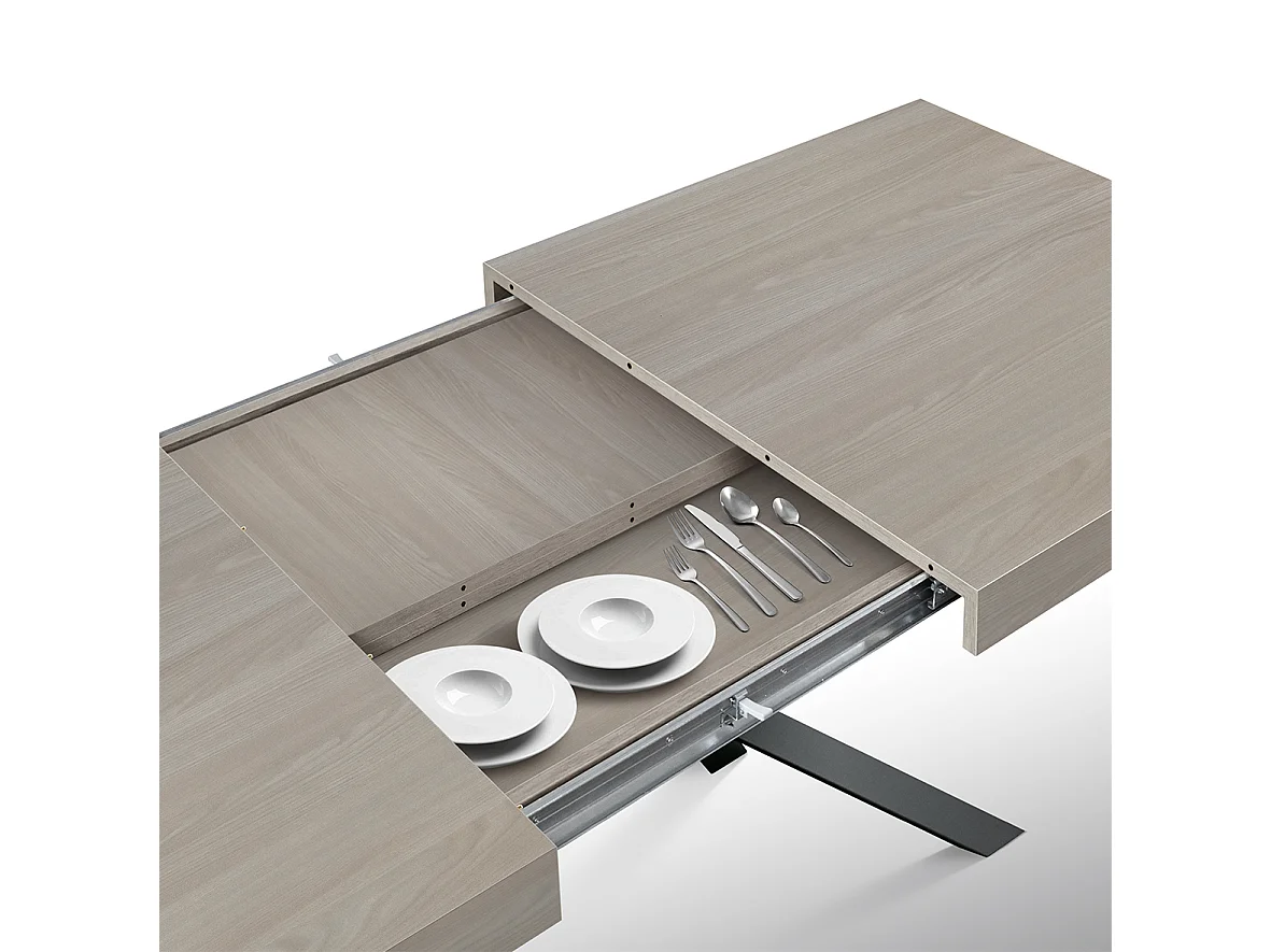 Tavolo legno, finitura olmo perla, base antracite, allungabile 140x90 - FORTE DEI MARMI