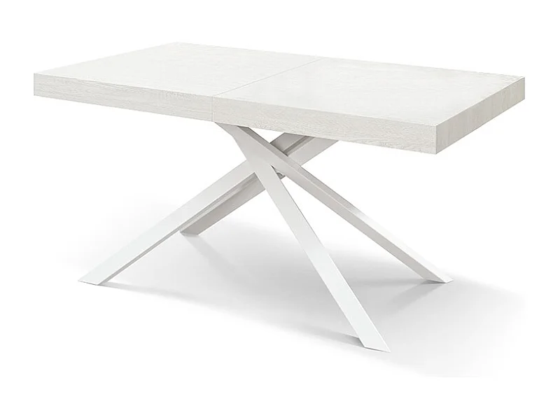 Stół drewniany, białe wykończenie, biała podstawa, rozkładany 140x90 - FORTE DEI MARMI