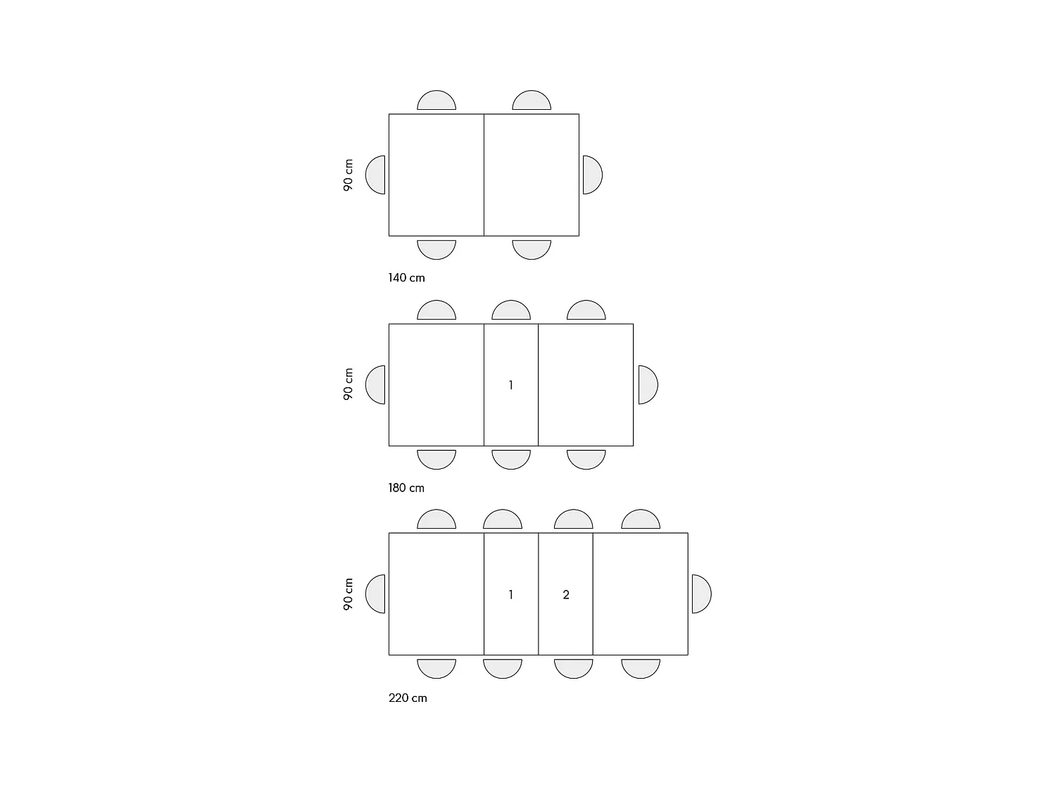 Table en bois, finition blanche, base blanche, extensible 140×90-220×90 - LIPARI