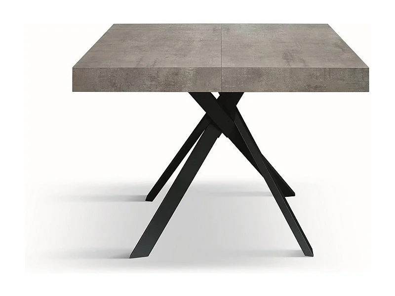 Mesa de madeira cinzenta cimento, pernas de metal antracite 95x90-145x90cm - FORTE DEI MARMI