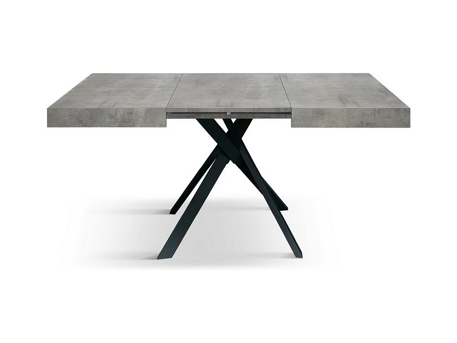 Tavolo legno grigio cemento, gambe metallo antracite 95x90-145x90cm - FORTE DEI MARMI