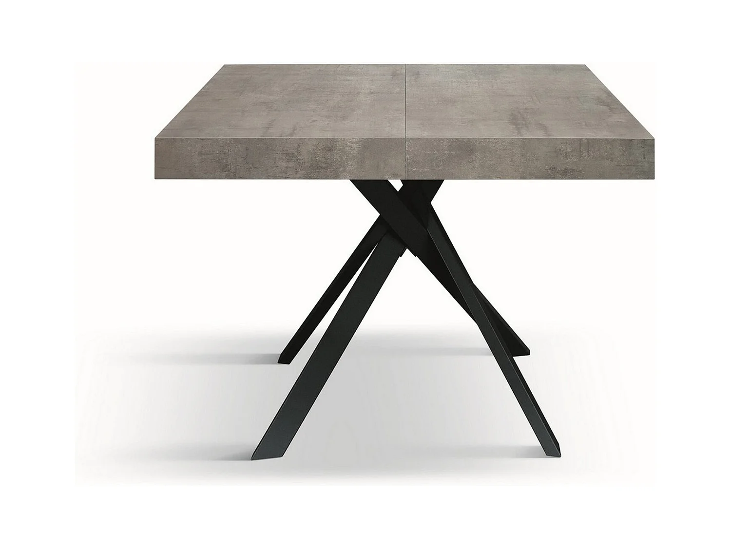 Zementgrauer Holztisch, anthrazitfarbene Metallbeine 95x90-145x90cm - FORTE DEI MARMI