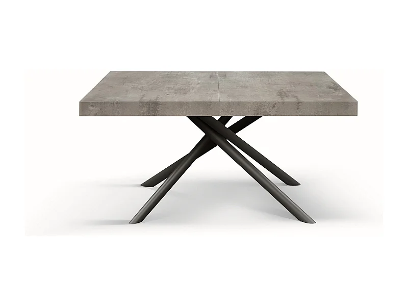 Table en bois, gris ciment, base anthracite, 140x90-220x90cm - CARRARA