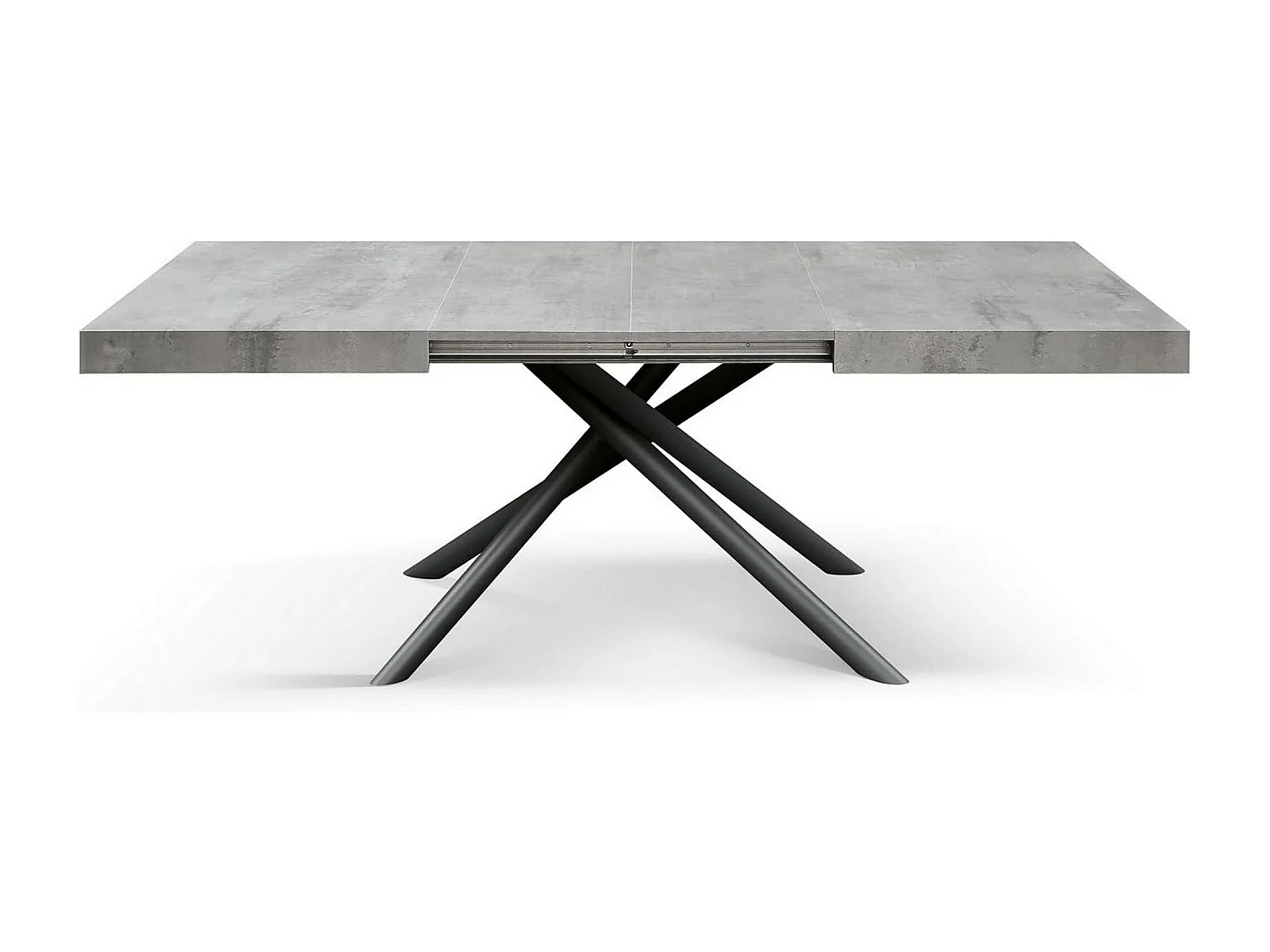 Table en bois, gris ciment, base anthracite, 140x90-220x90cm - CARRARA