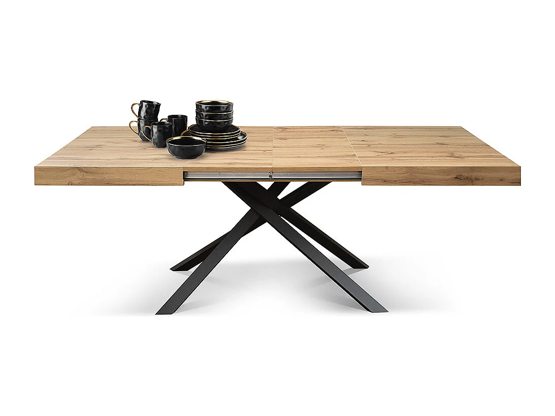 Mesa de madeira, acabamento em carvalho, base antracite, extensível 140x90 - FORTE DEI MARMI