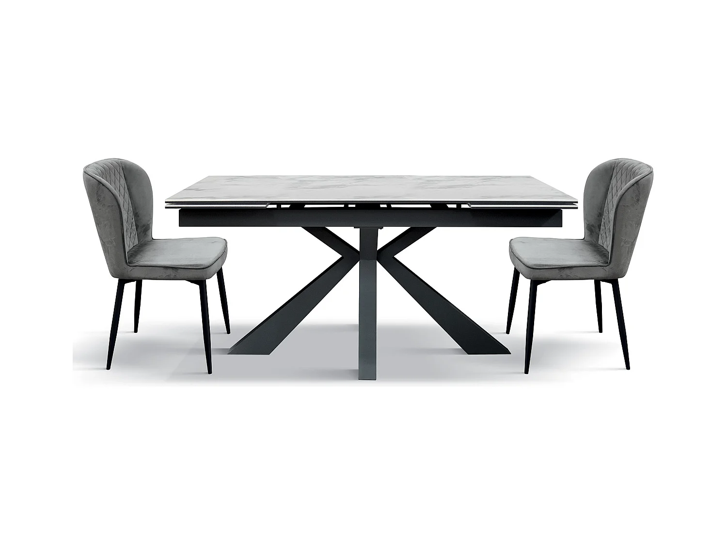 Mesa de vitrocerâmica com efeito mármore, base antracite, extensível 160x90 - BEVERLY HILLS