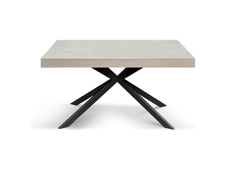 Tavolo legno, finitura olmo perla,base X antracite, allungabile 160x90 - CAMAIORE