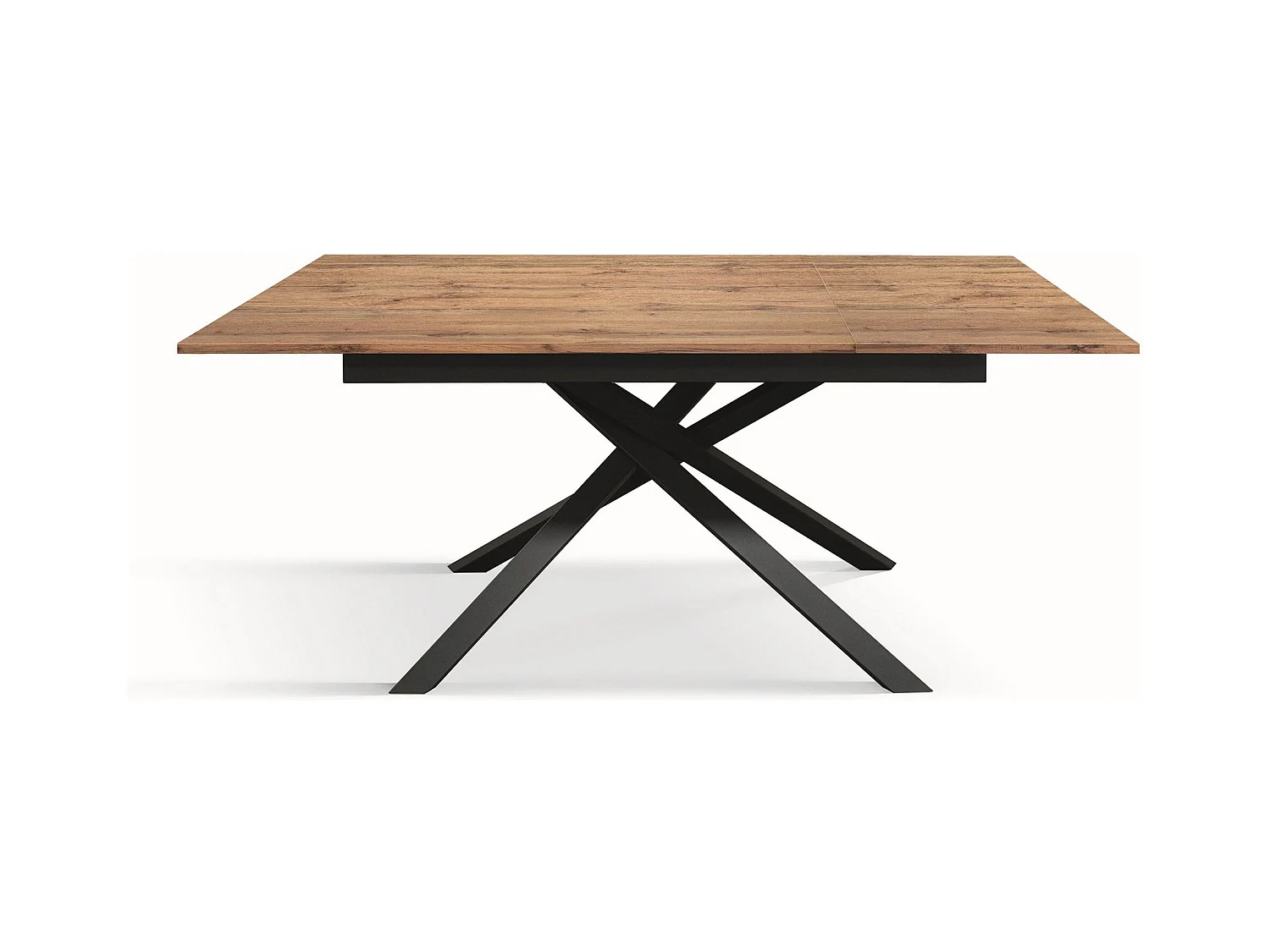 Holztisch, Eiche-Effekt, anthrazitfarbenes Gestell, 160x90-210x90cm - VOLPAIA