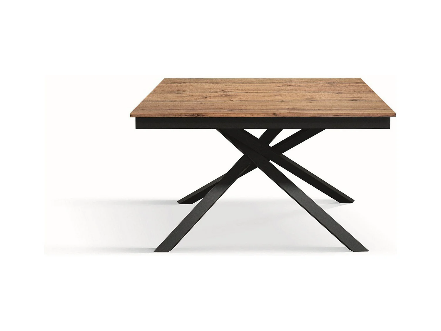 Table en bois, effet chêne, base anthracite, ext.160x90-210x90cm - VOLPAIA