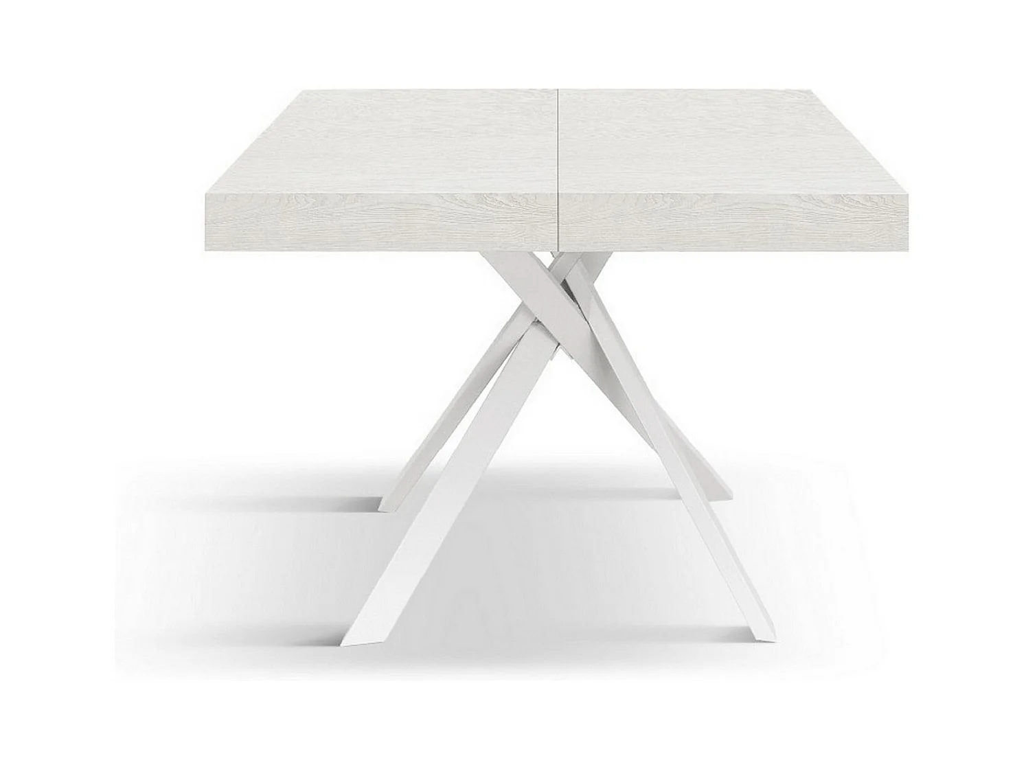 Weißer Eschenholztisch, weiße Metallbeine 95x90-145x90cm - FORTE DEI MARMI