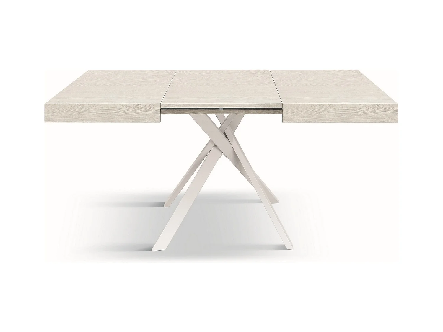 Weißer Eschenholztisch, weiße Metallbeine 95x90-145x90cm - FORTE DEI MARMI