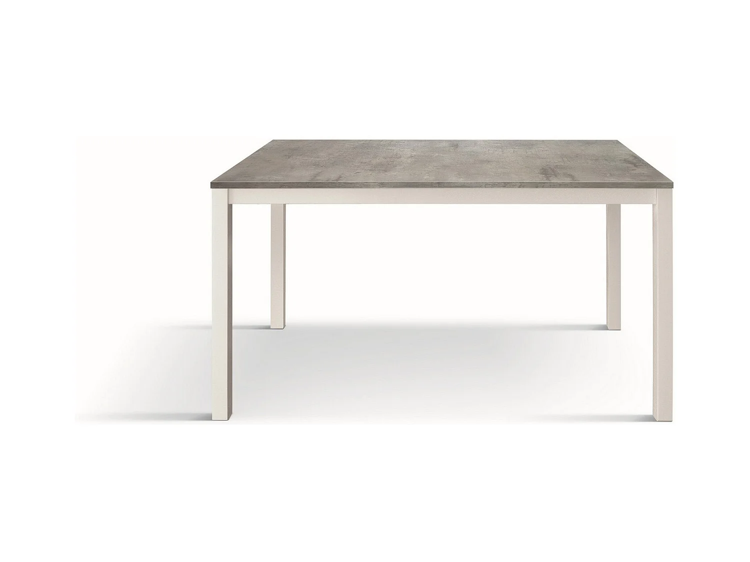 Holztisch, zementgrau, weißes Gestell, 160x90-210x90cm - TROPEA