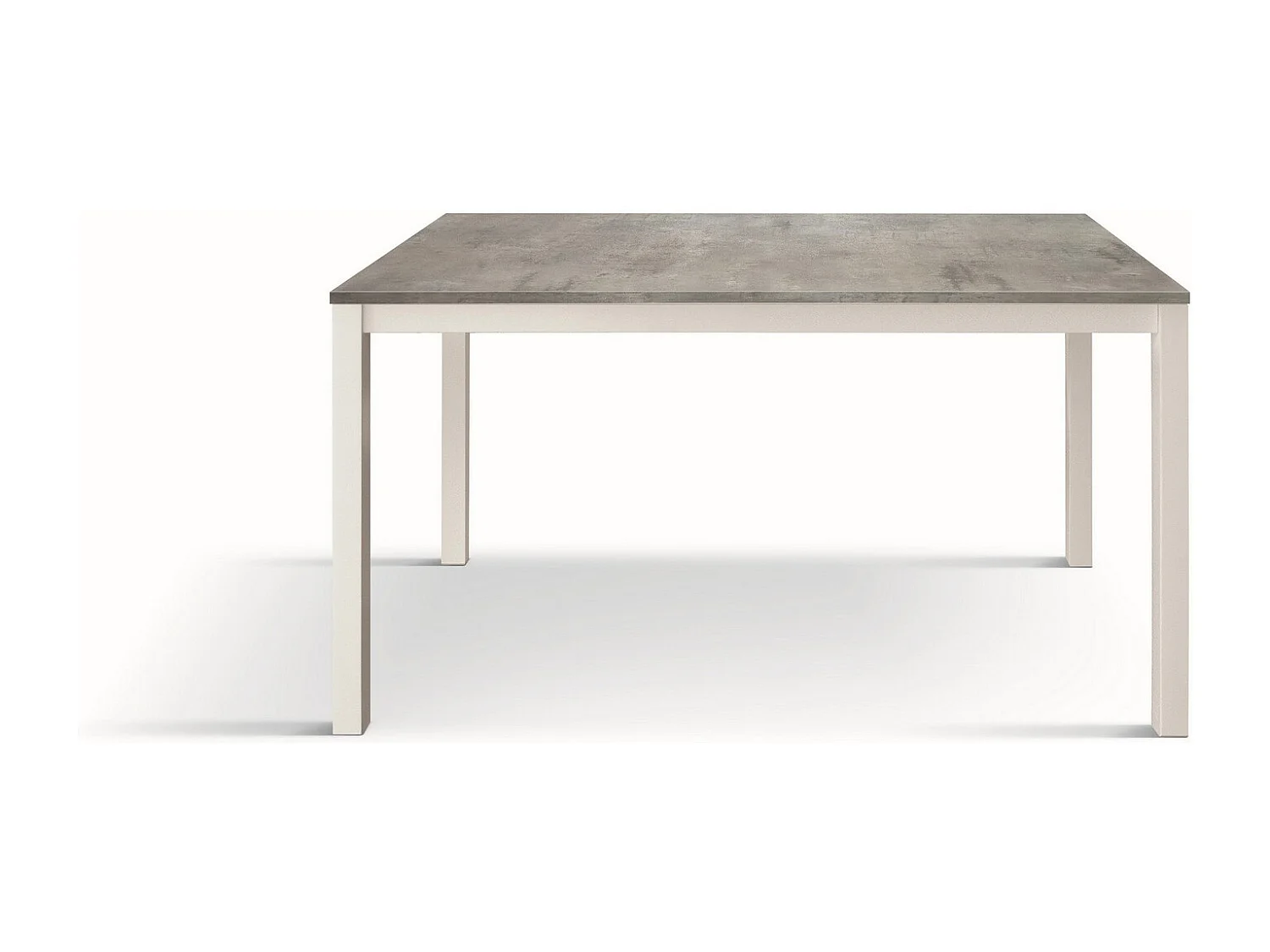 Houten tafel, cement grijs, onderstel wit, 160x90-210x90cm - TROPEA