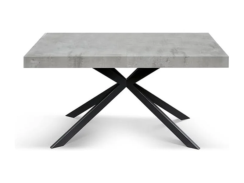 Tavolo legno, finitura  cemento,base X antracite, allungabile 160x90 - CAMAIORE