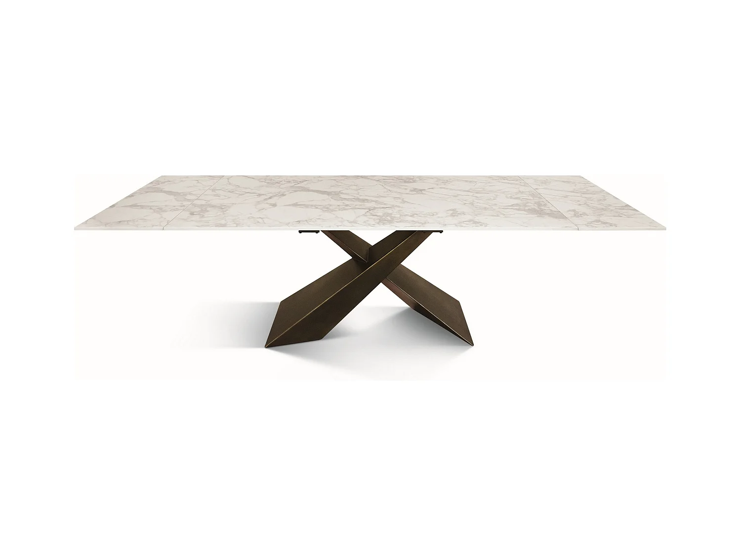 Mesa vitrocerâmica branca, pés em metal bronze 180x90-260x90cm - FIGARI