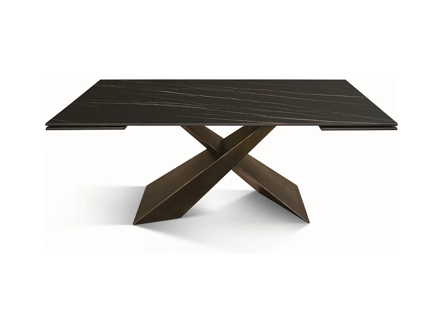 Table vitrocéramique blanche, pieds métal bronze 180x90-260x90cm - FIGARI