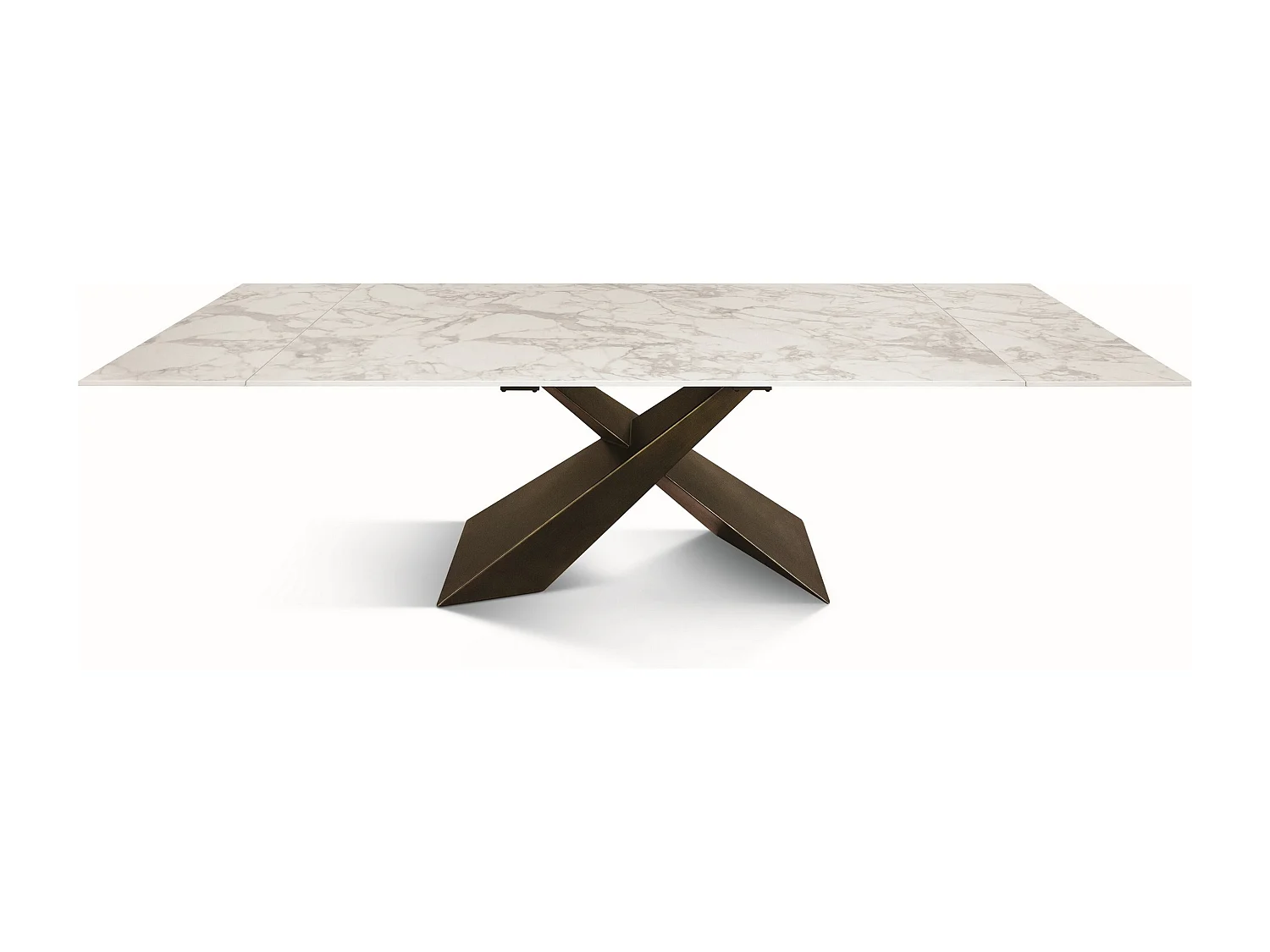 Table vitrocéramique blanche, pieds métal bronze 180x90-260x90cm - FIGARI
