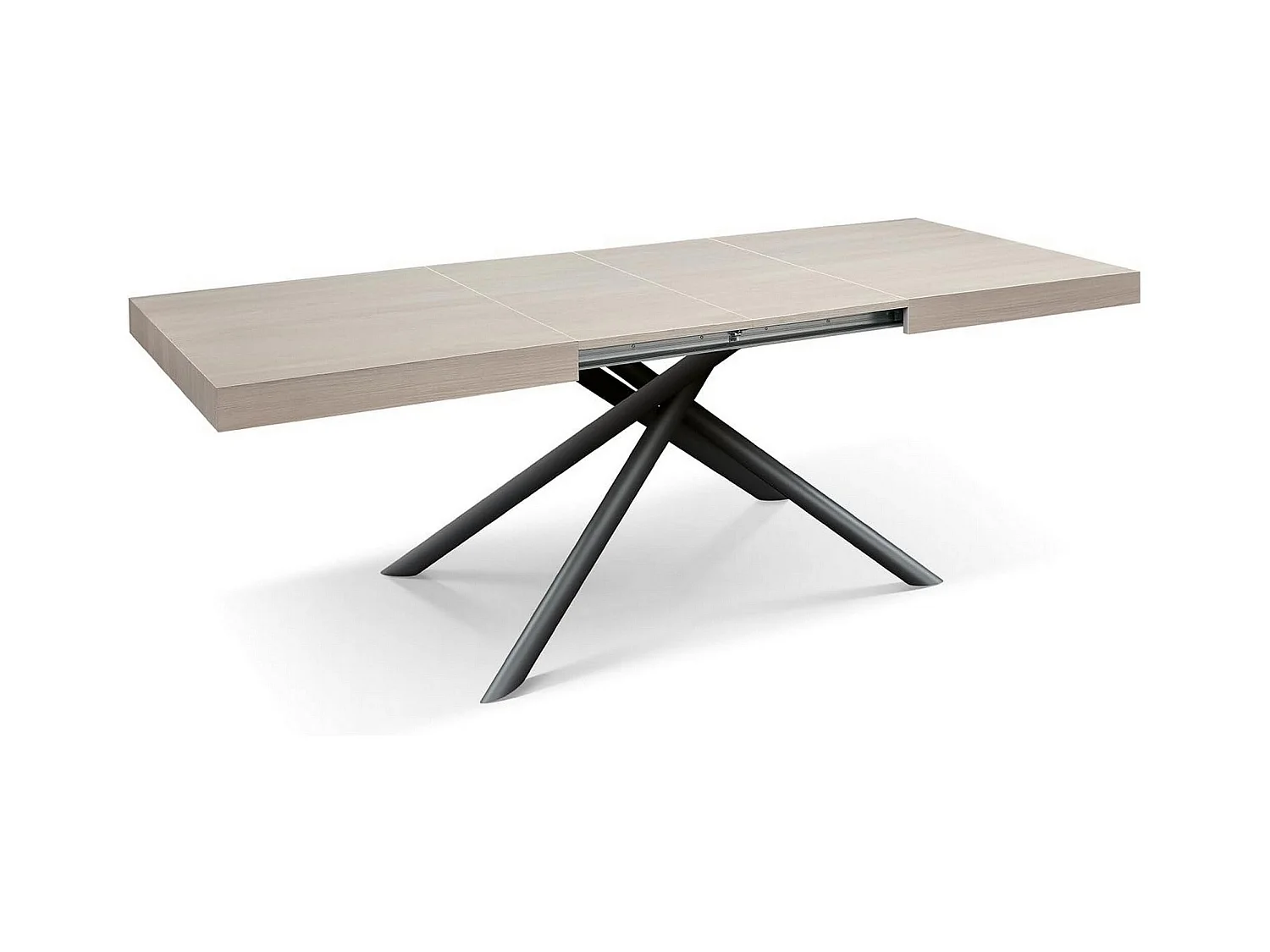 Holztisch, Perlulme, anthrazitfarbenes Untergestell, 140x90-220x90cm - CARRARA