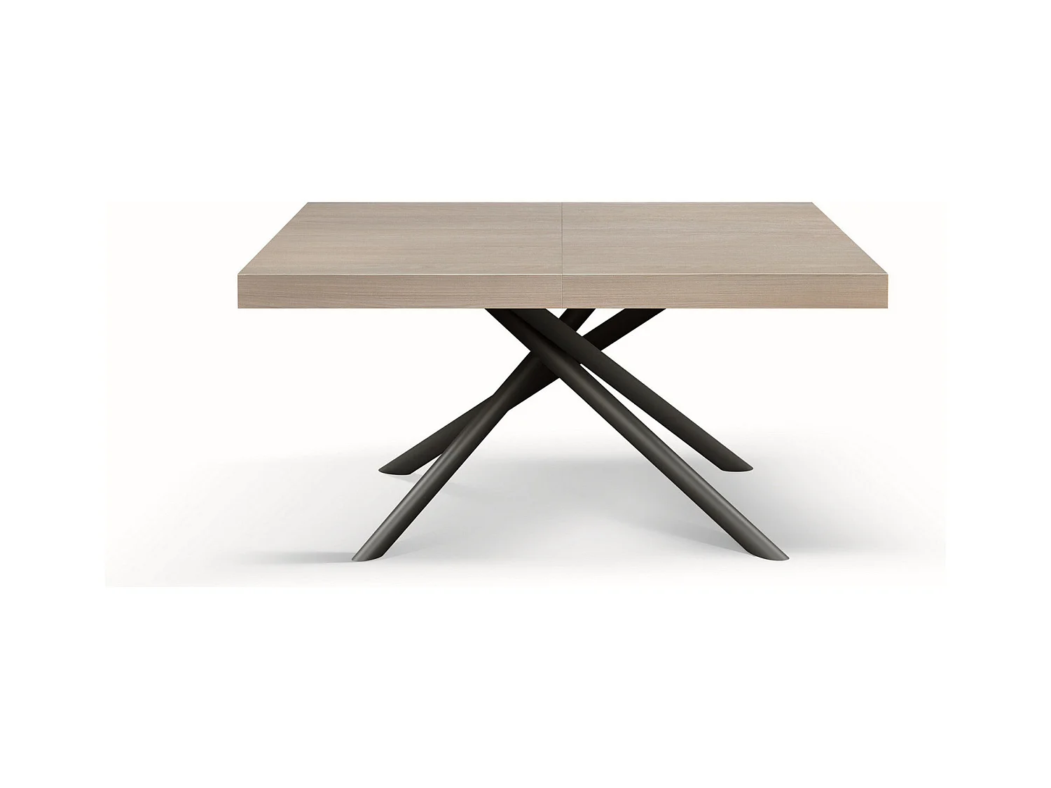 Table en bois, orme perlé, base anthracite, ext.140x90-220x90cm - CARRARA