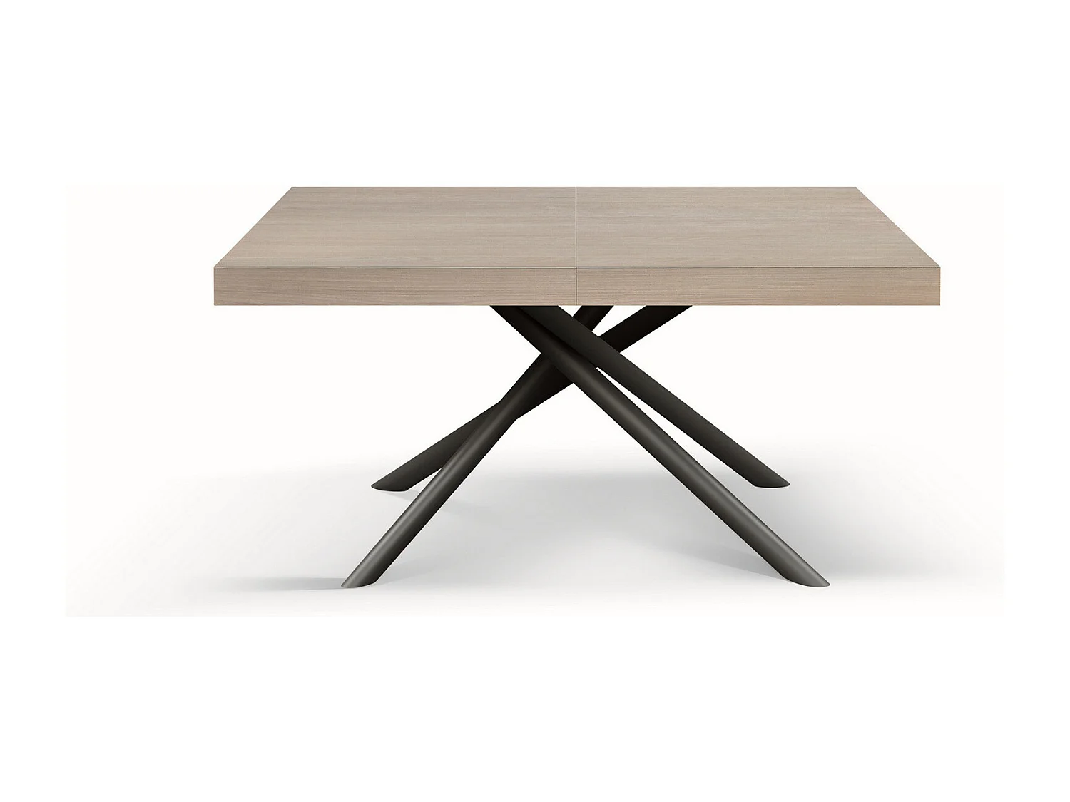 Table en bois, orme perlé, base anthracite, ext.140x90-220x90cm - CARRARA