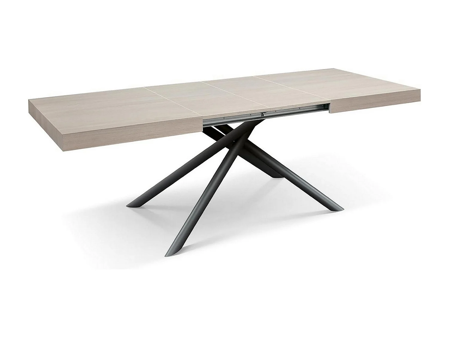 Table en bois, orme perlé, base anthracite, ext.140x90-220x90cm - CARRARA
