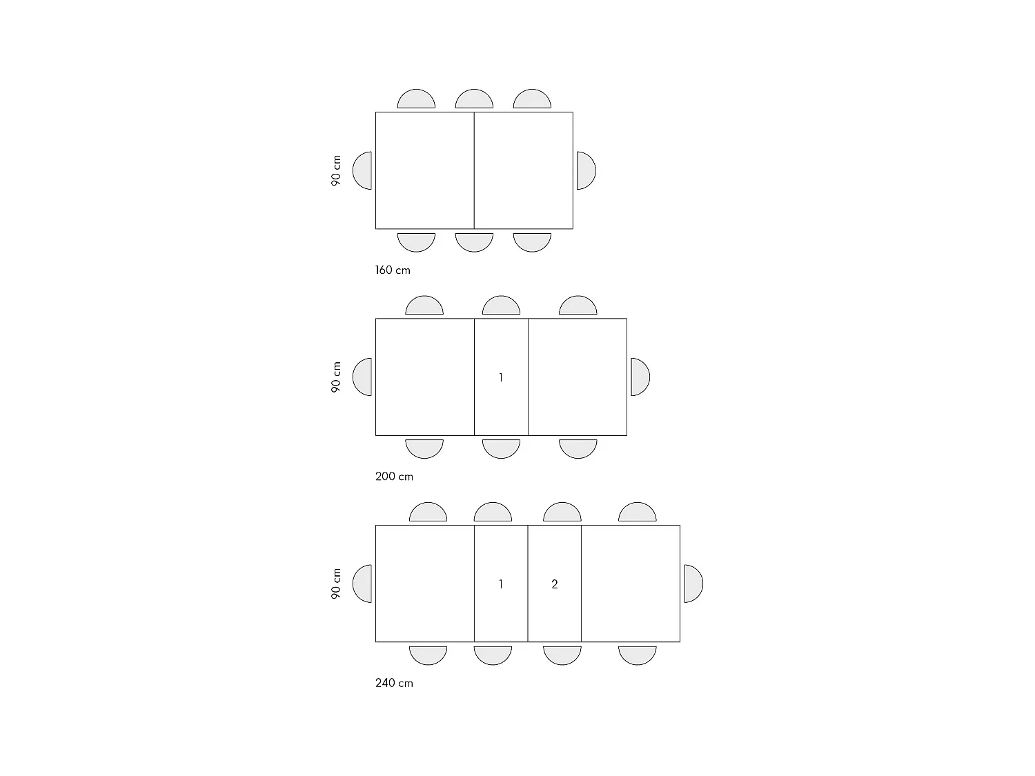 Tavolo in legno, effetto rovere, base antracite,allung.160x90-240x90cm - CARRARA