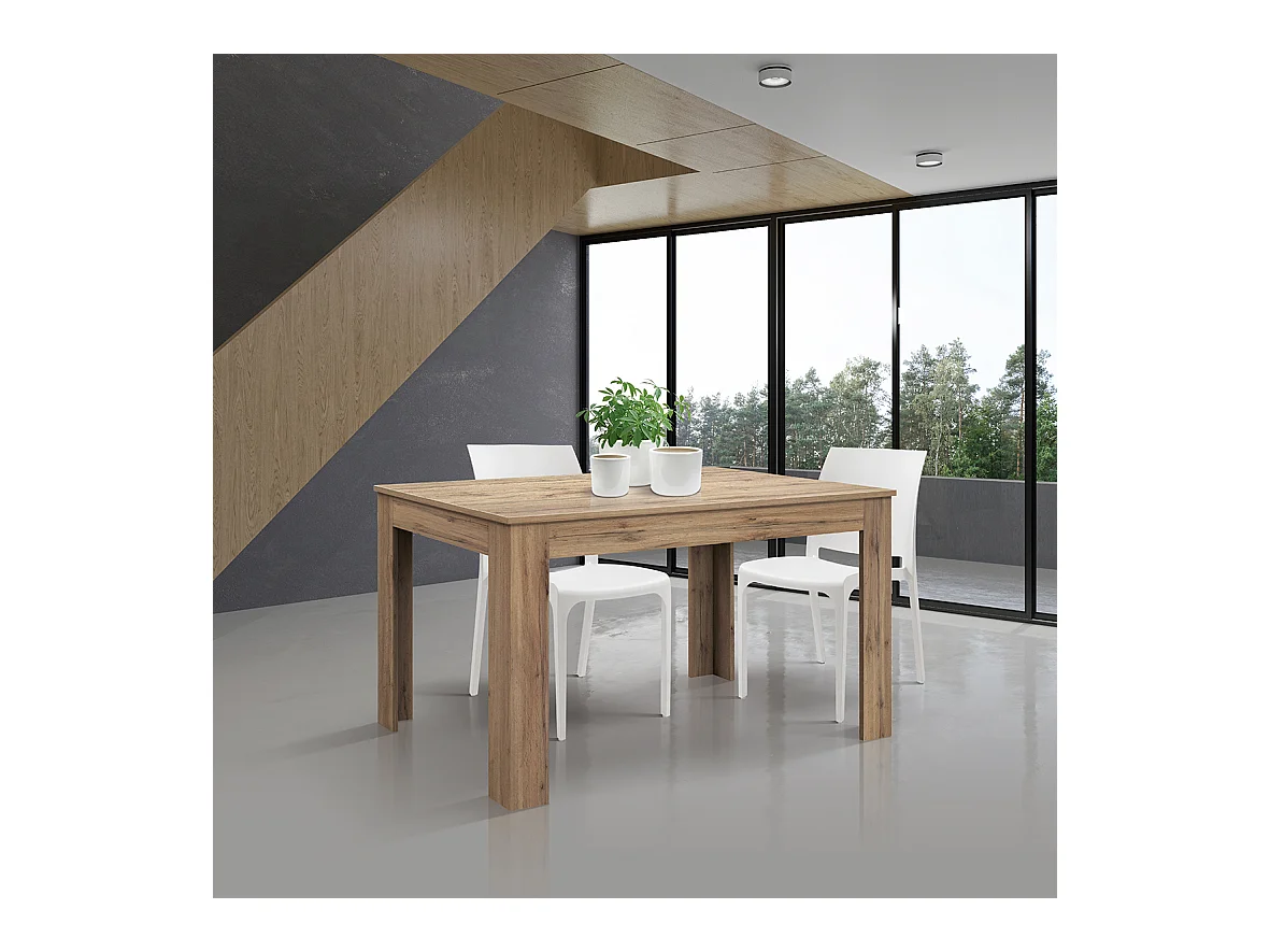 Table en bois finition chêne, extensible 120×80 cm - 170×80 cm - LIPARI