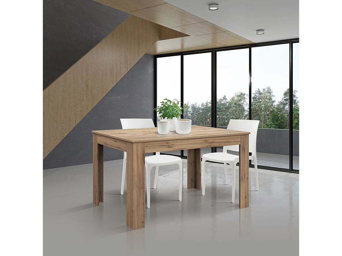 Houten tafel, eiken afwerking, uitschuifbaar 120×80 cm - 170×80 cm - LIPARI