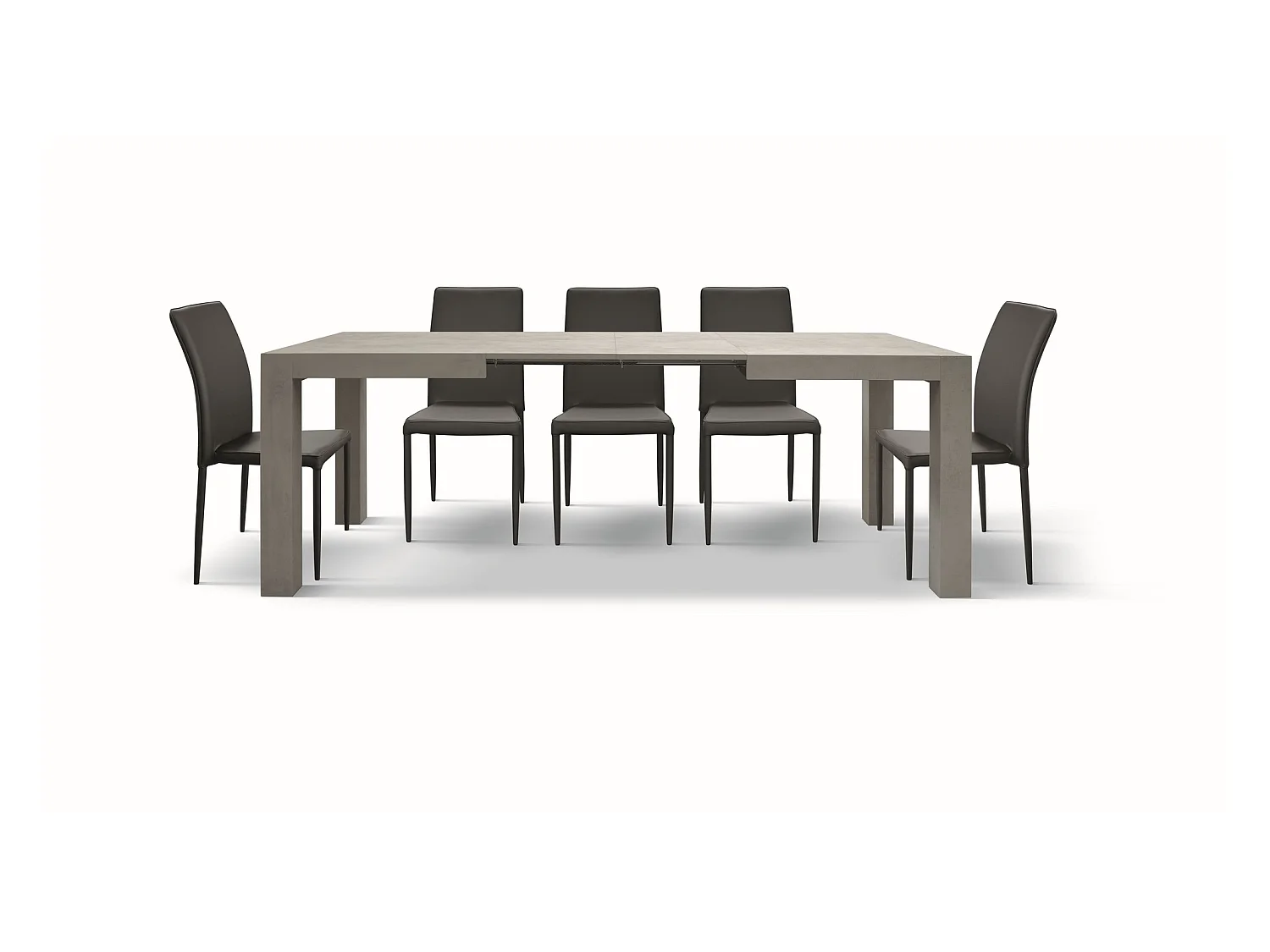 Table en bois, finition gris ciment, extensible 160x90 - MARZAMEMI