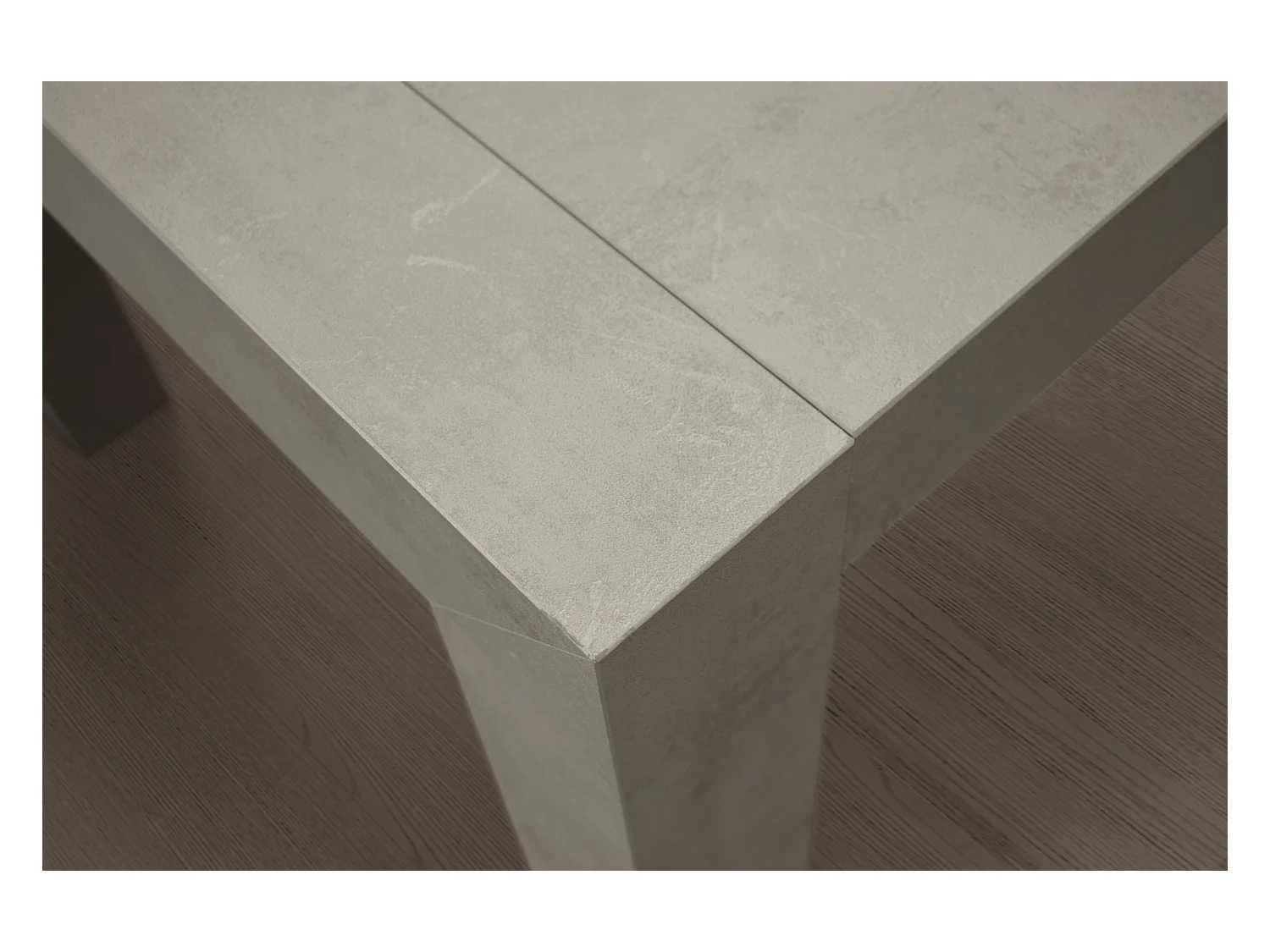 Table en bois, finition gris ciment, extensible 160x90 - MARZAMEMI