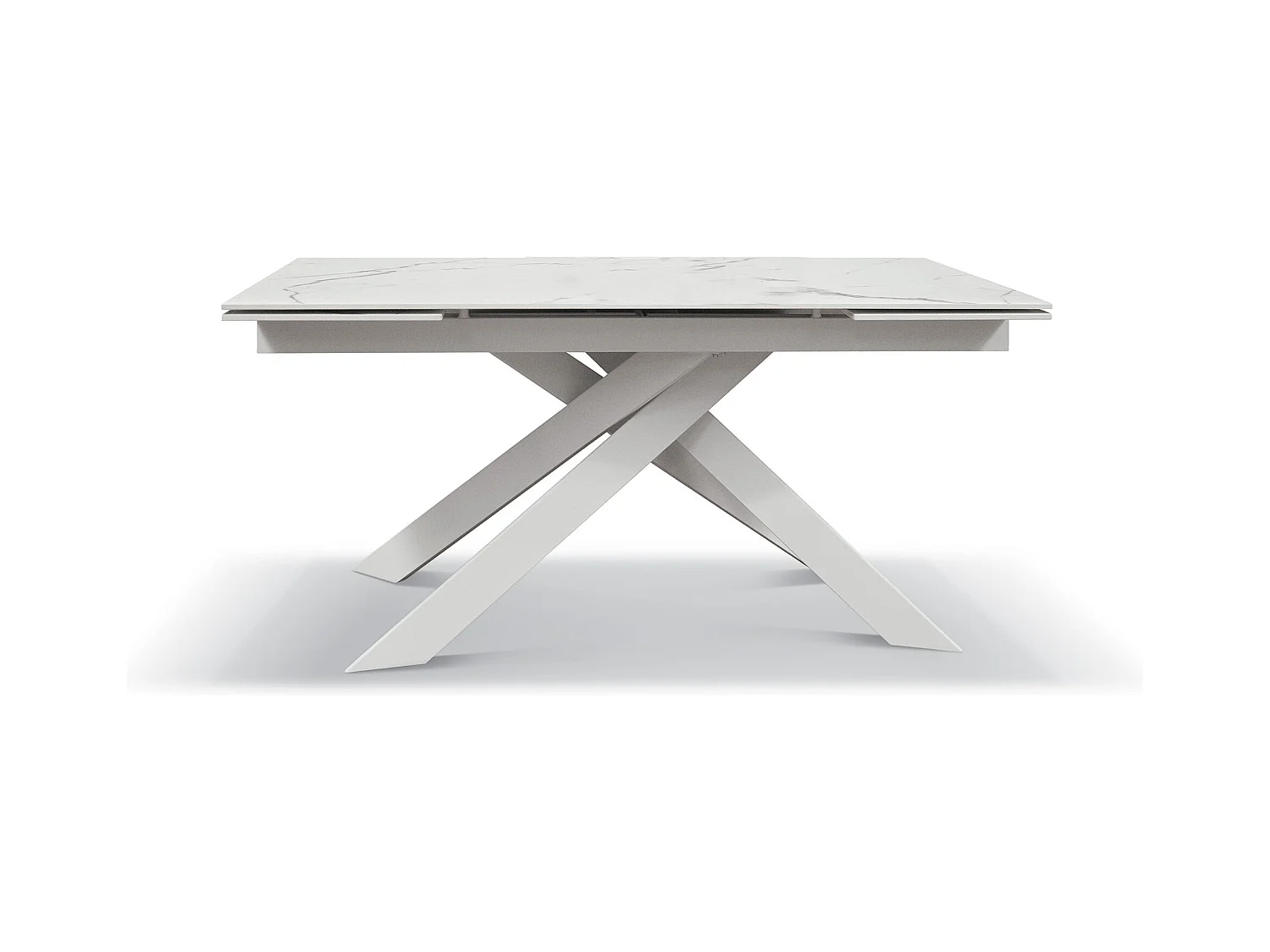 Table en vitrocéramique effet marbre, métal blanc, extensible 160x90 - BEVERLY HILLS