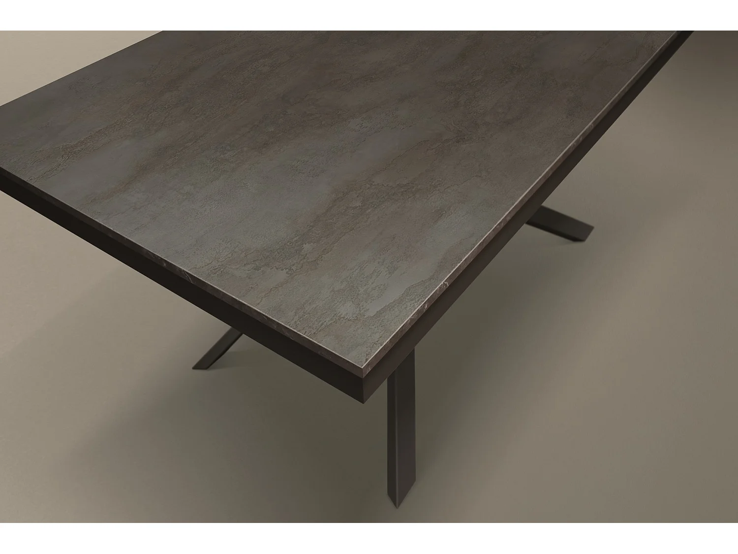 Mesa de madeira, acabamento em aço oxidado, base preta, extensível 140x80 - VOLPAIA