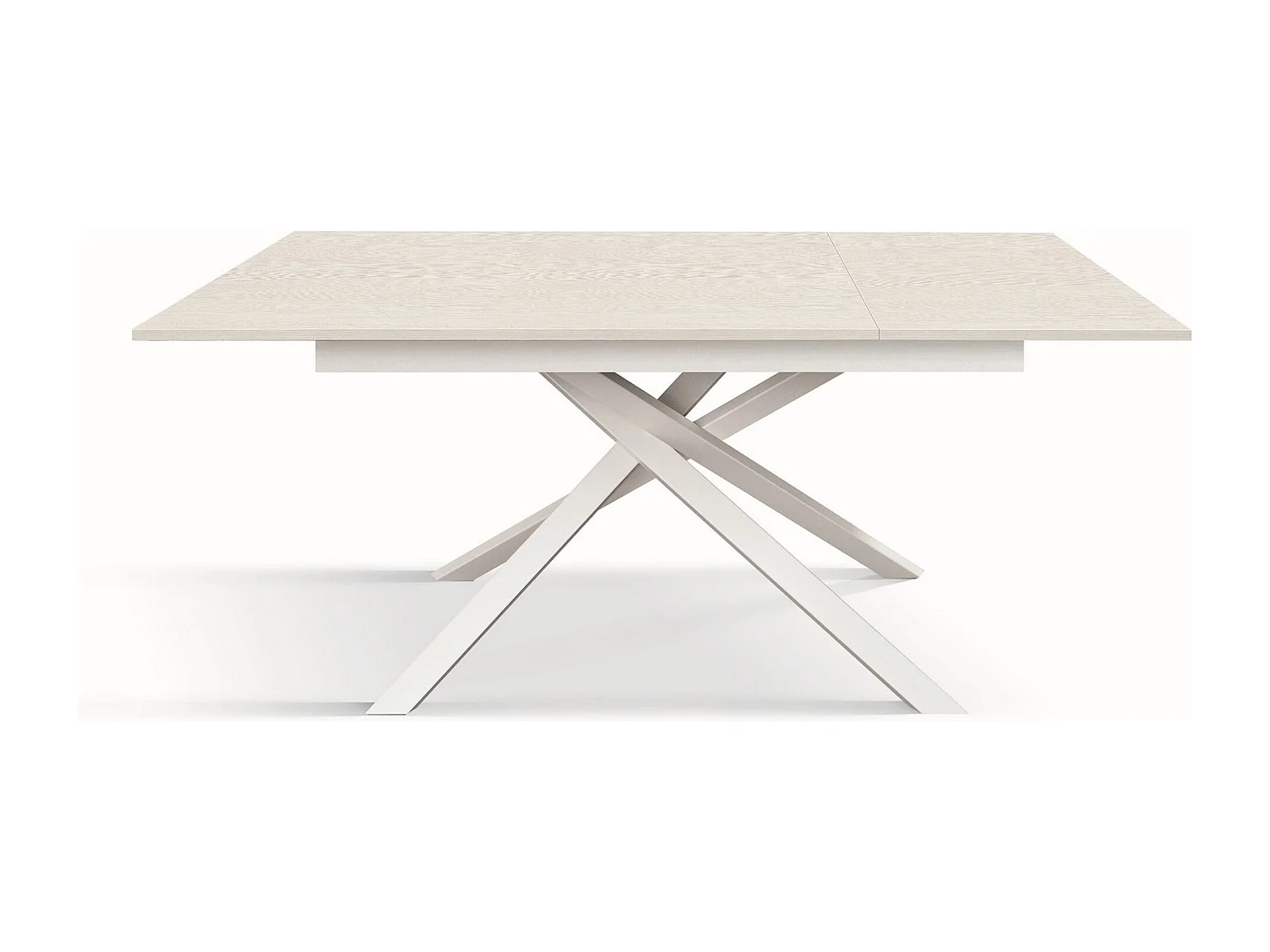 Table en bois, frêne blanc, base blanche, ext.140x80-190x80cm - VOLPAIA