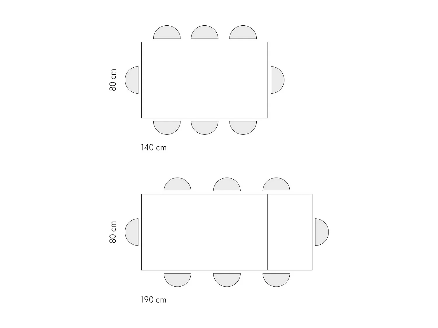 Table en bois, frêne blanc, base blanche, ext.140x80-190x80cm - VOLPAIA