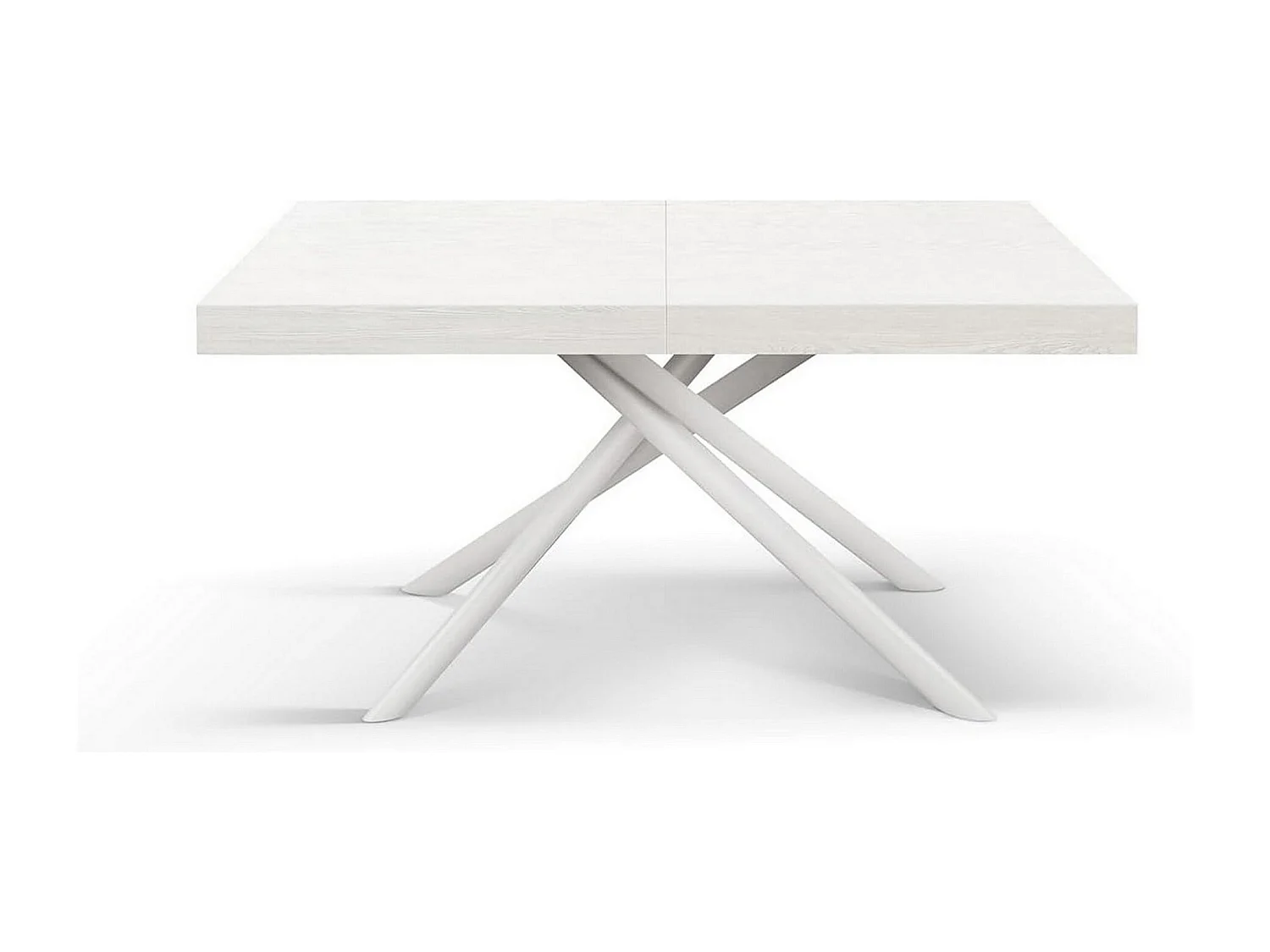 Holztisch, Esche weiß, Untergestell weiß, 140x90-220x90cm - CARRARA