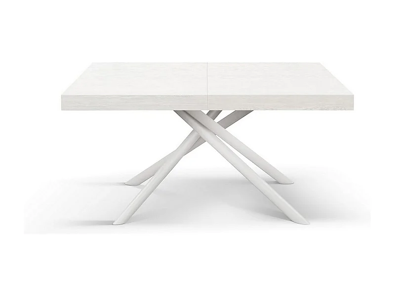 Holztisch, Esche weiß, Untergestell weiß, 140x90-220x90cm - CARRARA