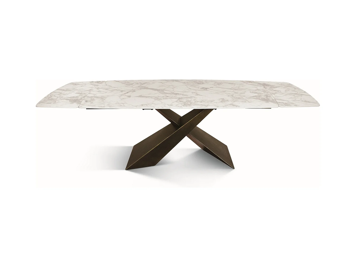 Table en vitrocéramique blanche, pieds en métal bronze 180x90-260x90cm - FIGARI