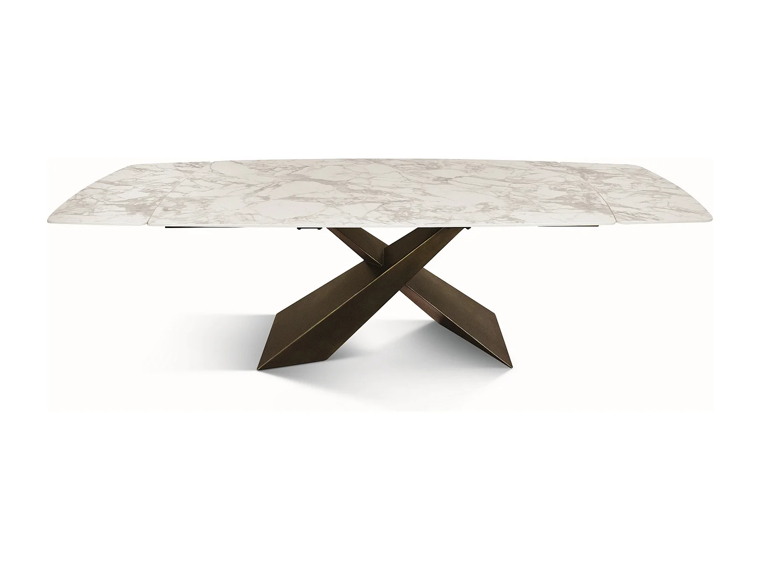 Table en vitrocéramique blanche, pieds en métal bronze 180x90-260x90cm - FIGARI