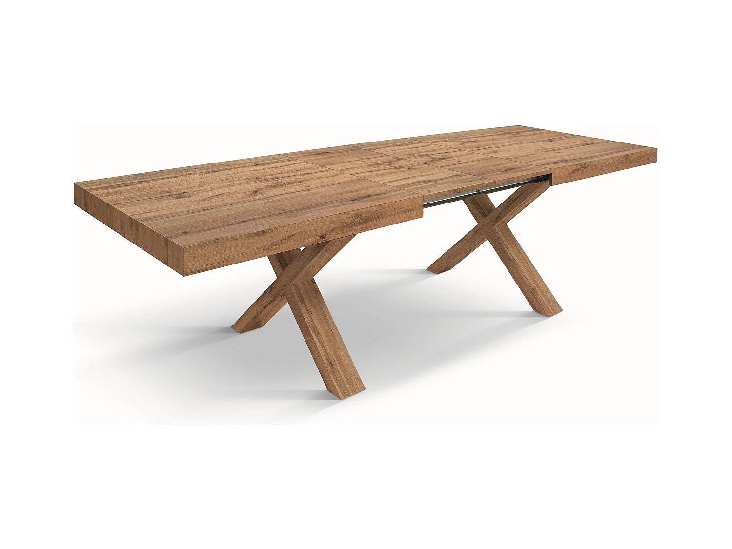 Mesa de madeira com efeito de carvalho, pernas brancas, 180x90-260x90cm - AMALFI