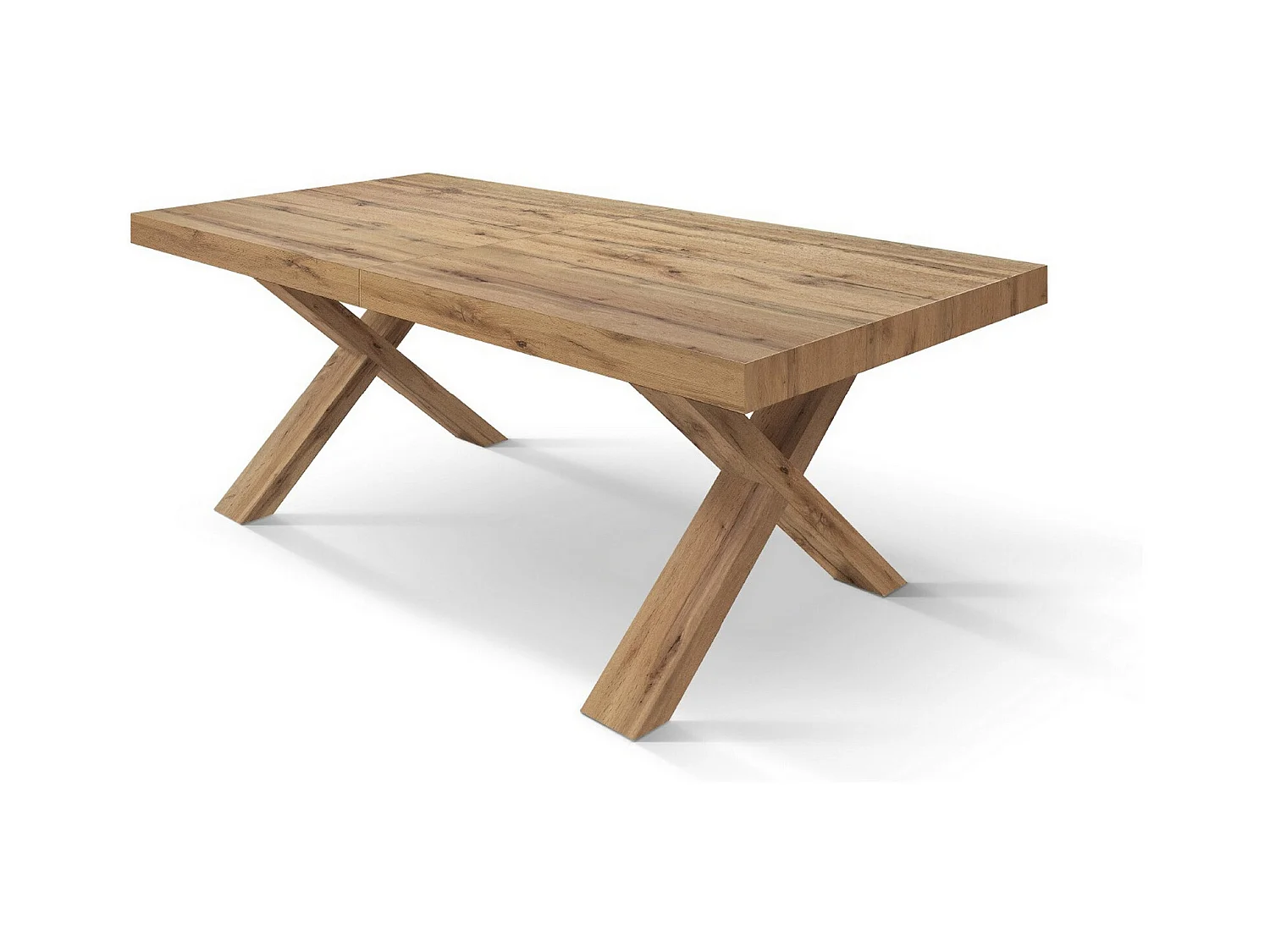 Table en bois effet chêne, pieds blancs, 180x90-260x90cm - AMALFI